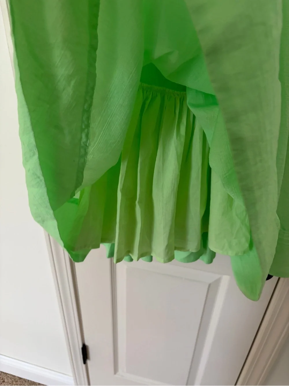 Medium • MABLE Neon Green Ruffle-Sleeve Mini Dress - Picture 6 of 12